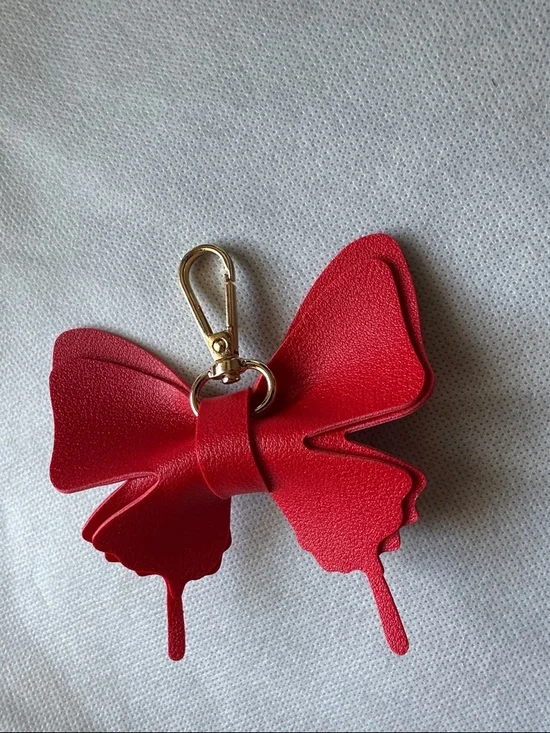 Lovely Bag Charm or Keychain - Red Butterfly Vegan Leather Gold Hardware NWT - Picture 1 of 8